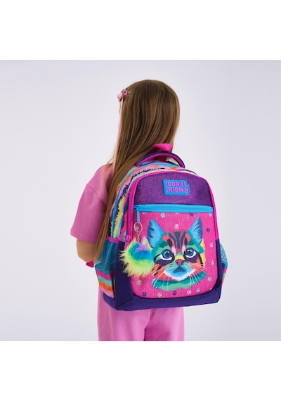 Coral High Kıds Mor Pembe Kedi Desenli 2'li Okul Çanta Seti Set0223477