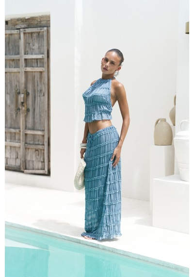 Mai Collection Mai Studios Co. Sofi Transparan Mavi Crop Etek Takım mavi