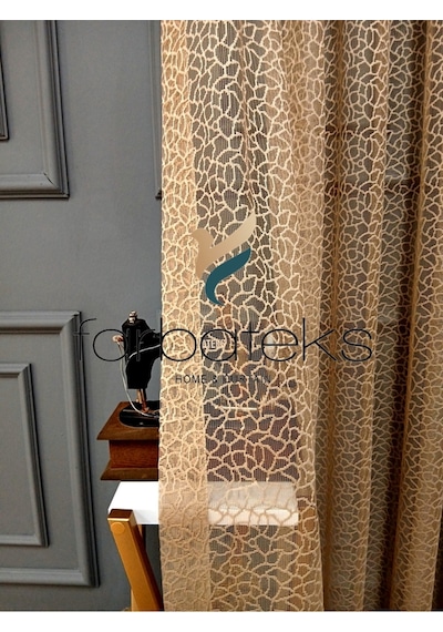 Vizon Leopar Desen Desen Modern 3kat Pileli Tül Perde