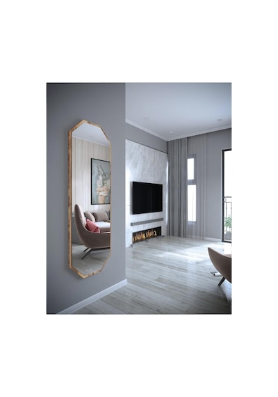 Tr Tarz Design Kemence Ceviz Sekizgen Dekoratif Boy Aynası 150x50,ceviz Diğer