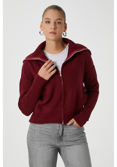 Ritnice Kadın Woody Grade Bordo Çift Taraf Fermuarlı Polo Triko Hırka Bordo