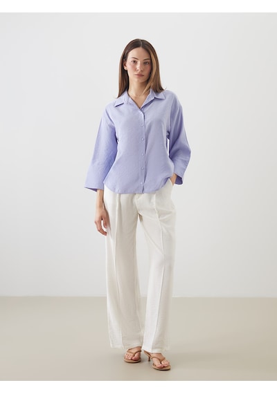 Lcwaıkıkı Classic Lila Modal Karışımlı Oversize Kadın Gömlek