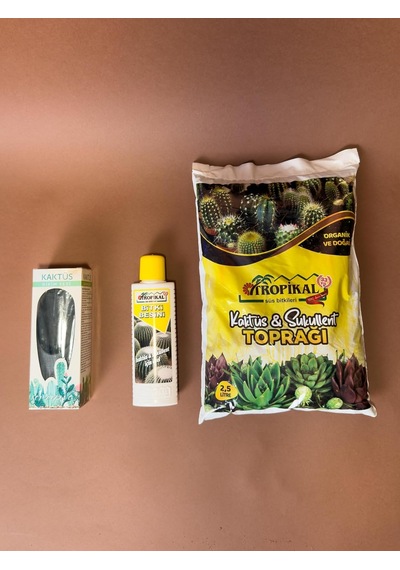 Tr Kaktüs Ve Sukulent Bakım Seti 3'lü, Tropikal Kaktüs Ve Sukulent Toprağı 2,5 Litre, Tropikal Kaktüs Besini S 0,250