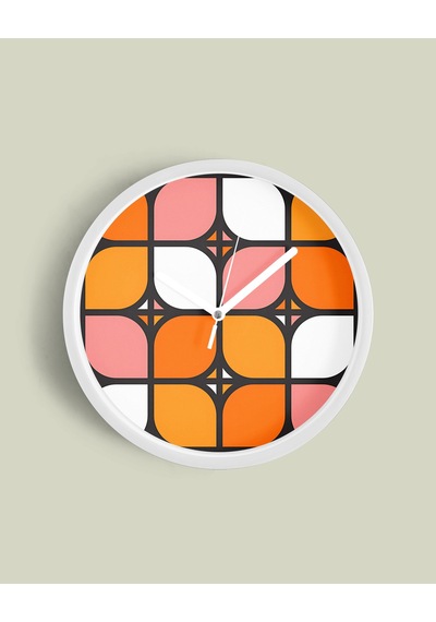 Soyut - Geometrik Temalı Modern Duvar Saati - 30cm - Önü Camlı Beyaz Kasa - Sessiz Mekanizma-jh0172 Beyaz