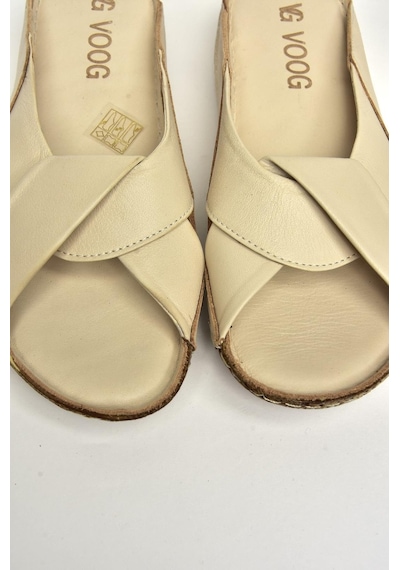 Fox Shoes U555060003 Bej Hakiki Deri Terlik Bej-hakiki Deri Bej
