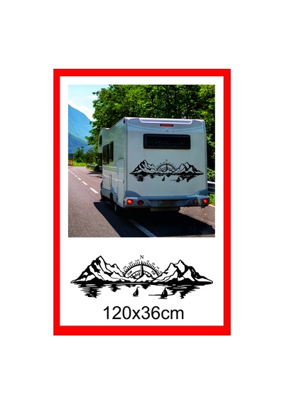 Pusula Deniz Dağ Orman Doğa Manzara Off Road Kamp Karavan Sticker 120x36