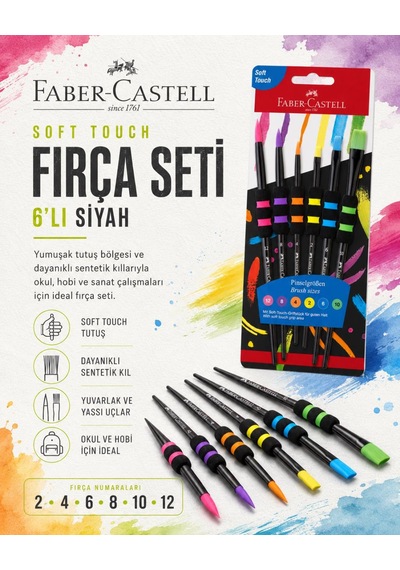 Faber-castell Soft Touch Fırça Seti 6 Lı Siyah