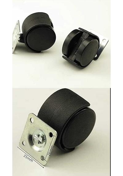 4 Adet Düz Tabanlı Çap 40mm. Döner Tekerlek-9051555100456
