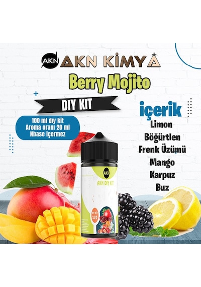 Berry Mojito Dıy Kit Limon Böğürtlen Frenk Üzümü Buz Gıda Aroması %20 Oranda Aroma İçerir Hazır Değildir 100 Ml