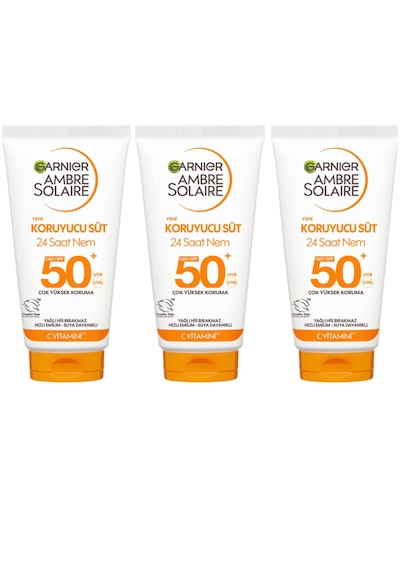 Garnier Ambre Solaire Kuruma Karşıtı Koruyucu Süt Spf50+ Güneş Kremi 3 X 50 Ml