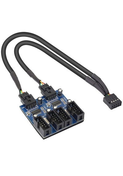 Alfais 6072 Anakart İç Usb Hub 9 Pin Header 1x4 Çoğaltıcı Port Genişletici Panel Rgb Dişi
