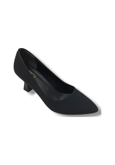 C-shoes 249-26 Mat Saten Orta Boy Topuklu Sade Kadın Stiletto Siyah