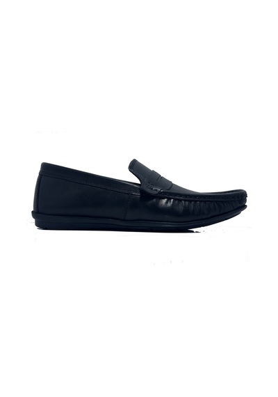 Golden Shoes Siyah Hakiki Deri Günlük Erkek Loafer Ayakkabı Siyah