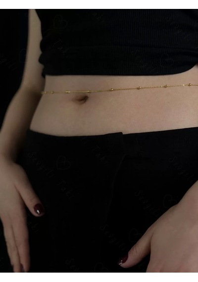 60cm Gold Zincirli Çelik Bel Takısı Harmony Serisi Gold