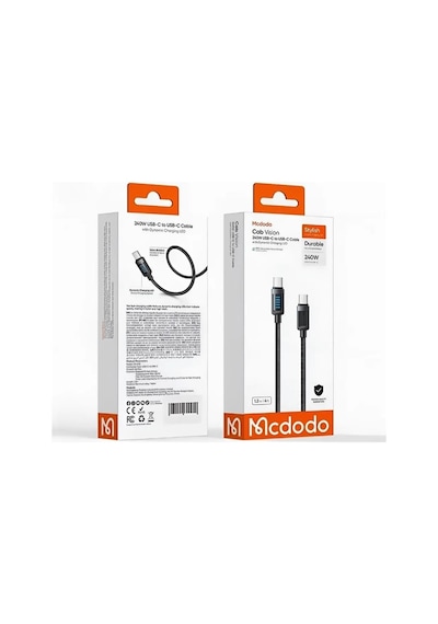 Mcdodo Ca-0350 240w Typec Pd Dinamik Led Hızlı Şarj Kablo 1.2m Siyah