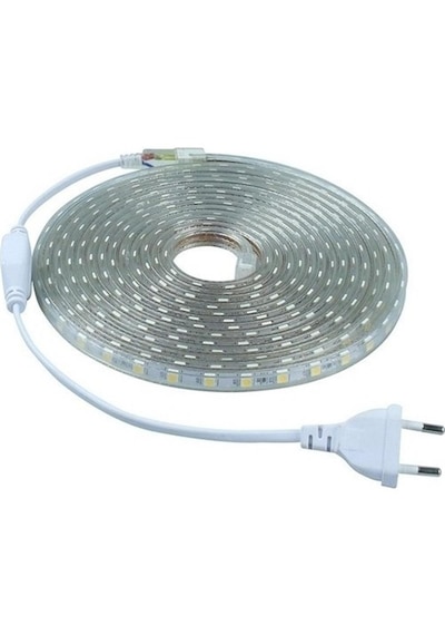 20 Metre Günışığı Silikonlu Hortum Şerit Led Işık Fişli 3 Çipli