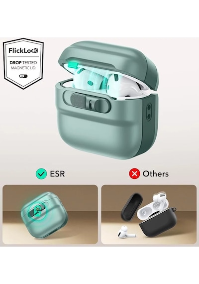 Esr Apple Uyumlu AirPods 4 Halolock Pulse Flicklock Magsafe Kılıf - Yeşil