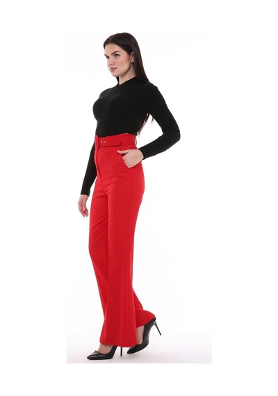 Cedy Kadın İspanyol Paça, Yüksek Bel, Kemerli Pantolon, Oversize Kesim, C3004 Yeşil 001