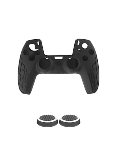 Cafele PS5 Dualsense Joystick Silikon Kılıf + Analog Koruyucu Siyah