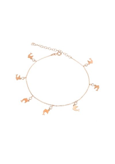 Brezza Lusso Jewelry Yunus Balığı Figürlü Taşlı Gümüş Kadın Ayak Halhal Rose