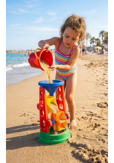 Eğitici Kum Ve Su Çarkı Değirmeni Plaj Oyuncağı 22 Cm