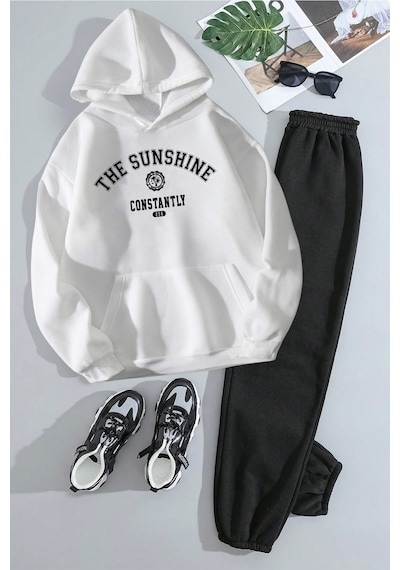 Uyguntarz The Sunshine Baskılı Eşofman Takımı Beyaz