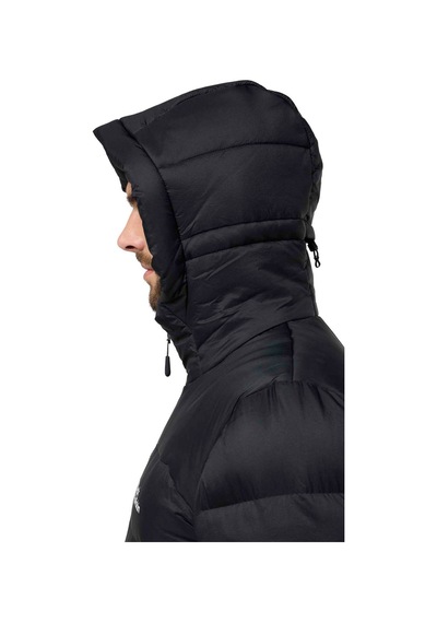 Jack Wolfskin Erkek Outdoor Montu Nebelhorn Down Siyah Kapüşonlu Renkli Siyah