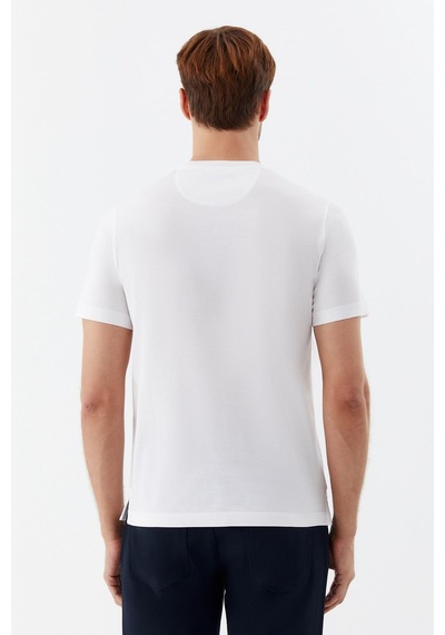 Sabri Özel Bisiklet Yaka Basic Erkek T-shirt Beyaz
