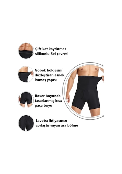 Mistirik Danni Model Kalça Ve Karın Etkili Yüksek Bel Erkek Korse Siyah Renk Siyah