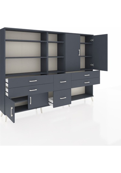 Arges Dolap 10 Raflı 6 Çekmeceli 4 Kapaklı 220x30x163 Antrasit-an Antrasit-antrasit Arges Dolap 10 Raflı 6 Çekmeceli 4 Kapaklı 220x30x163 Antrasit-an Antrasit-antrasit