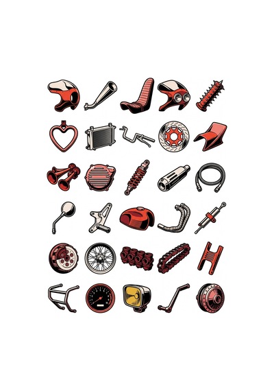 30 Adet Modifiye Motosiklet Parça Sticker Seti - Laptop, Kask, Matara Çok Renkli