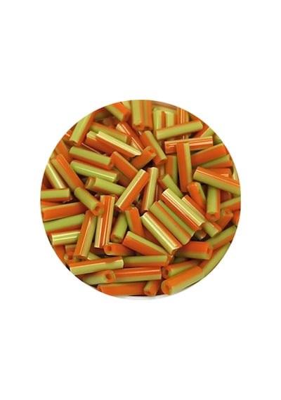 Uzun Boru Kesme Boncuk Çap 2mm Uzunluk 10 Mm - 60 Gram - Yeşil Turuncu - Bnc300