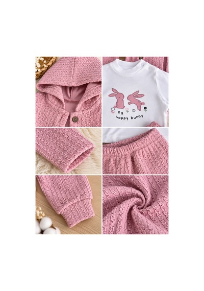 Uğur Bebe Kız Bebek Jakarlı Takım 3 Parça Kapüşonlu Hırka Tavşan Baskılı Üst Pantolon Pudra Pembe Pudra Pudra Uğur Bebe Kız Bebek Jakarlı Takım 3 Parça Kapüşonlu Hırka Tavşan Baskılı Üst Pantolon Pudra Pembe Pudra Pudra