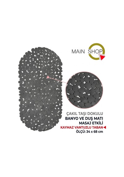 Vantuzlu Banyo Ve Duşakabin Kaydırmaz Paspas, Küvet İçi Mat 34x68 Cm M-130 Gri