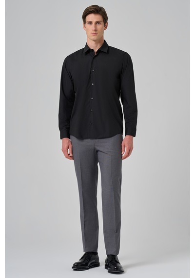 Morven Erkek Siyah Basic Regular Fit Sert Yaka Gömlek 25mc004072001 Siyah