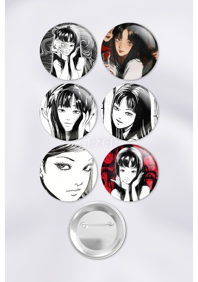 Junji İto Tomie Anime Manga Çanta Süsü İğneli Buton Rozet Seti 6 Adet Altılı