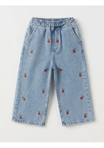 Laciel Paris La'cieel Paris 4047 Sloganlı Sweatshirt Cherry Wide Leg Jeans Kahverengi
