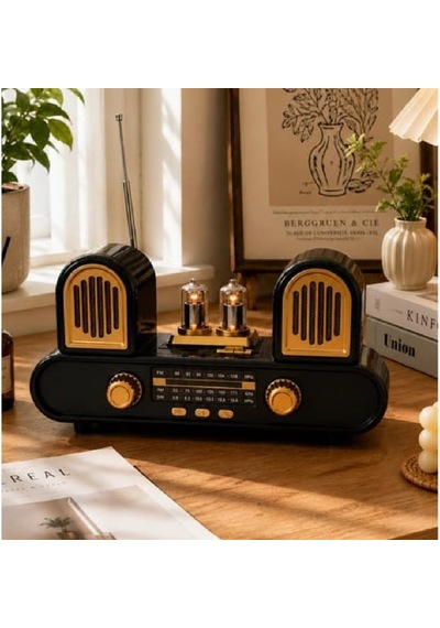 Yeni Nesil Radyo Usb Sd Fm Aux Bluetooth Müzik Kutusu Retro El Tutamaçlı Şarj Edilebilir M113 Koyu Kahve Rx-998 - Siyah