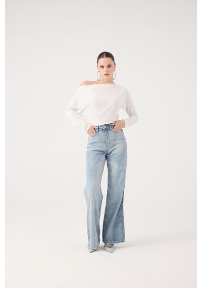 Holly Lolly Yüksek Bel Wide Leg Carino Jean Pantolon Mavi