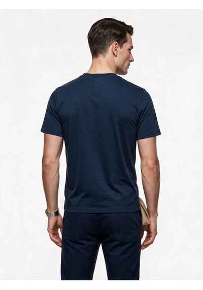Jsco Erkek Bisiklet Yaka Pamuklu Kısa Kollu Standart Kalıp T-shirt Jsjs068 Mavi