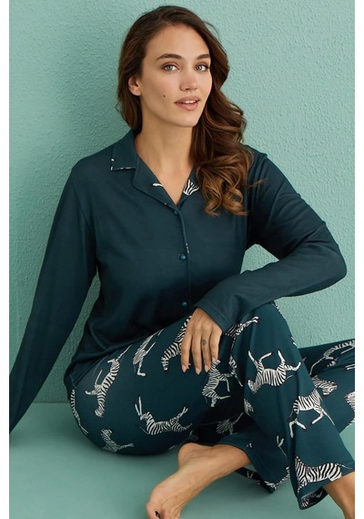 Arcan Mihra Kadın Gömlek Yaka Termal Pijama Takımı 14300/20 - 1 Adet 001