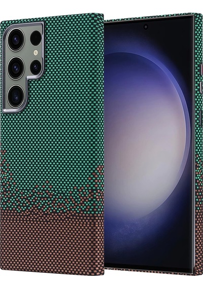 Galaxy Uyumlu S23 Ultra Kılıf M-safe Şarj Özellikli Karbon Fiber Görünümlü Zore Nekst Kapak Çok Renkli