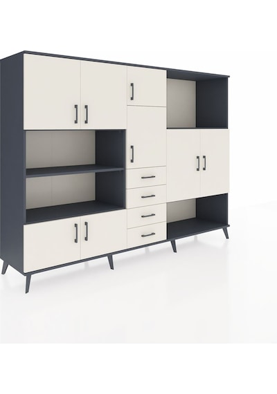 Hyperion Dolap 10 Raflı 4 Çekmeceli 8 Kapaklı 220x44x163 Antrasit Antrasit-aytaşı Hyperion Dolap 10 Raflı 4 Çekmeceli 8 Kapaklı 220x44x163 Antrasit Antrasit-aytaşı
