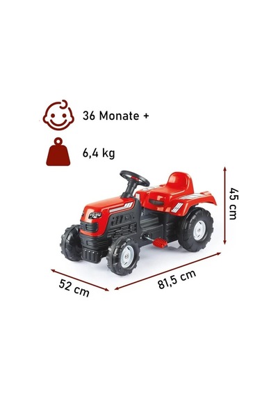 Minik Çiftçiler İçin Eğlence: Ranchero Pedallı Kırmızı Traktör İle Eğlence Zamanı 81 Cm