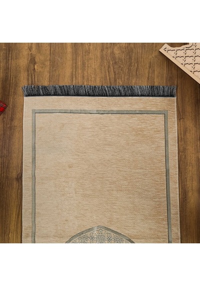 Selçuklu Desenli Lüks Şönil Seccade Vizon 66 X 120 Cm 520 Gr Çok Renkli
