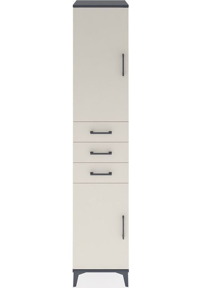 Hyperion Dolap 4 Raflı 3 Çekmeceli 2 Kapaklı 44x44x221 Antrasit-aytaşı Antrasit