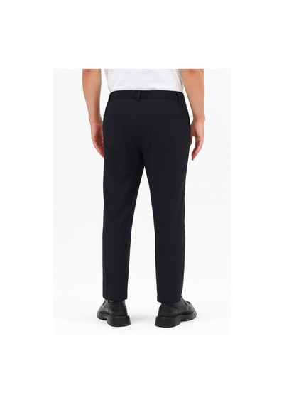 Goffra Erkek Streç Kumaş Relaxed Beli Lastikli Pantolon Siyah