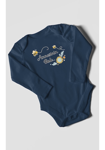 Morivokids Annesinin Balı Uzun Kollu Bebek Body %100 Pamuk Lacivert