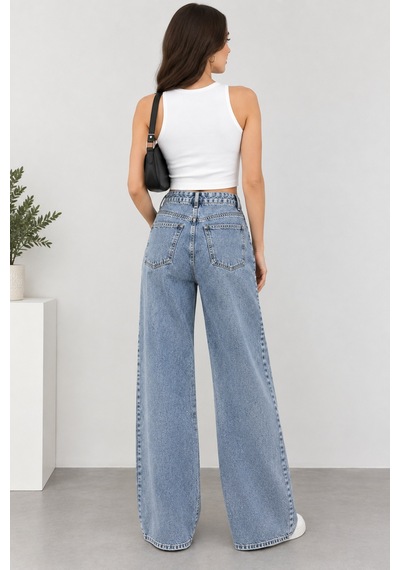 Modanida Kadın Mavi Yüksek Bel Palazzo Baggy Kot Pantolon Wide Leg Bol Paça Jean Kot Pantolon Mavi Mavi Modanida Kadın Mavi Yüksek Bel Palazzo Baggy Kot Pantolon Wide Leg Bol Paça Jean Kot Pantolon Mavi Mavi
