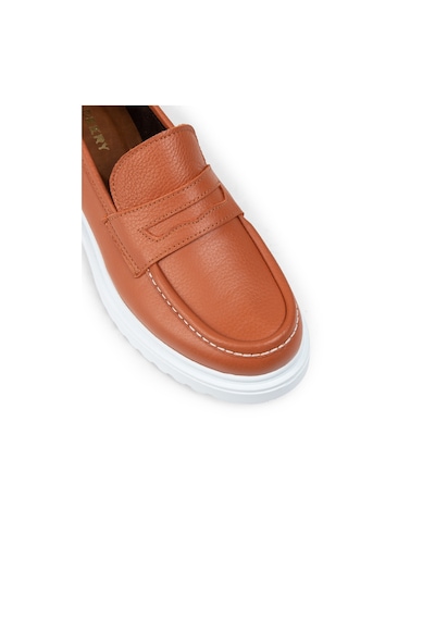 Deery Hakiki Deri Turuncu Kadın Loafer - 01903ztrcp02 Turuncu